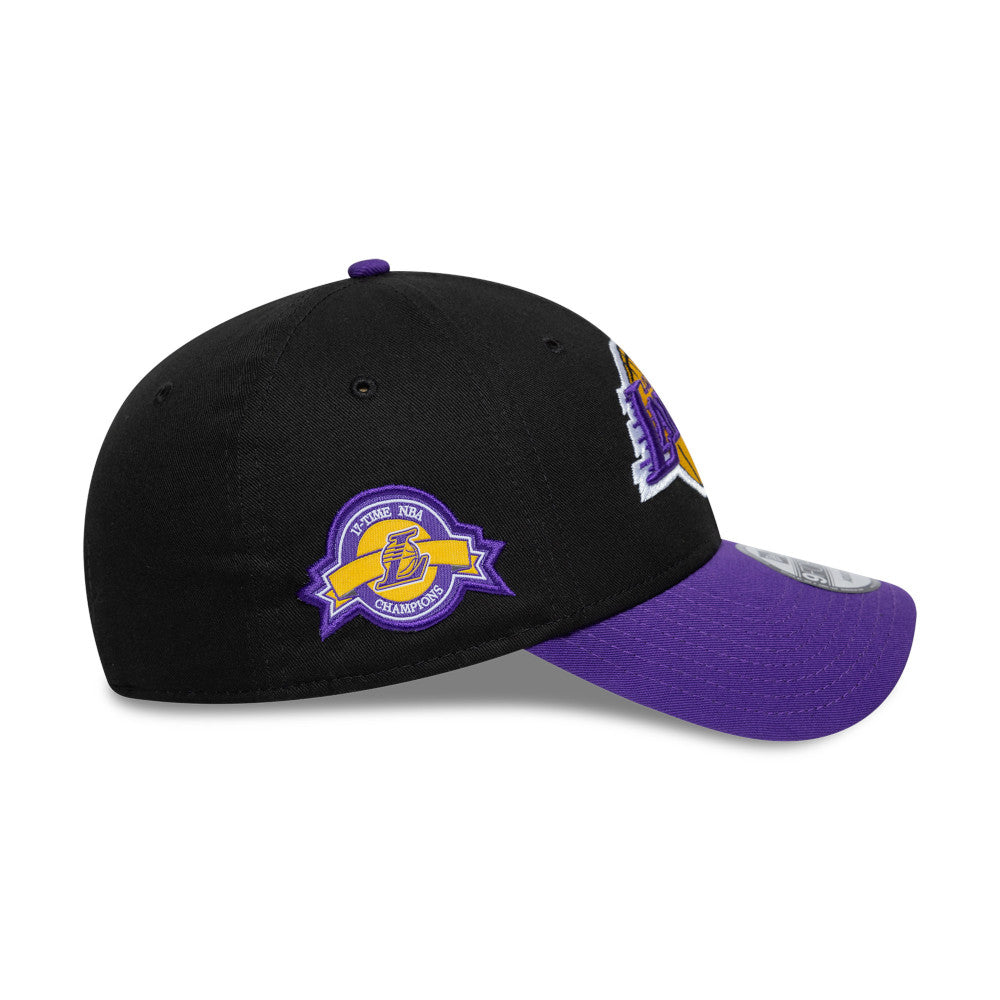LA Lakers Hat - Side Patch 2Tone Black Purple NBA 9Forty Strapback Cap - New Era